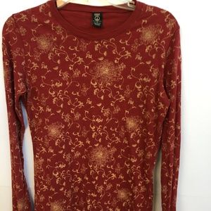 Lucky brand S red Floral long sleeve winter fall
